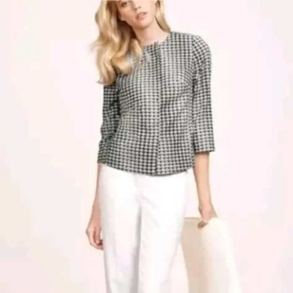 The Limited Scandal Collection Blazer Women M Black White Houndstooth Interview